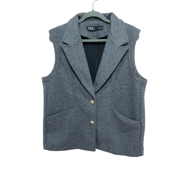 ZARA Heavyweight Tailored Vest | Sleeveless Blazer Style | Fall Winter Layer M-L - Picture 2 of 9